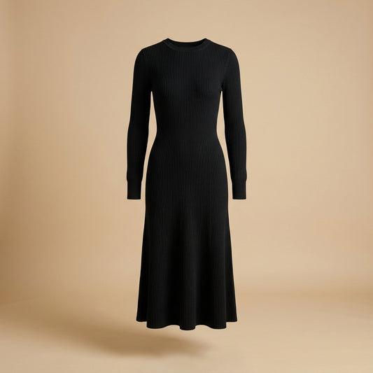 Abito in maglia a costine nero