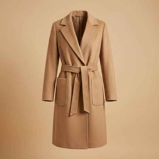 Cappotto in lana cammello a vestaglia