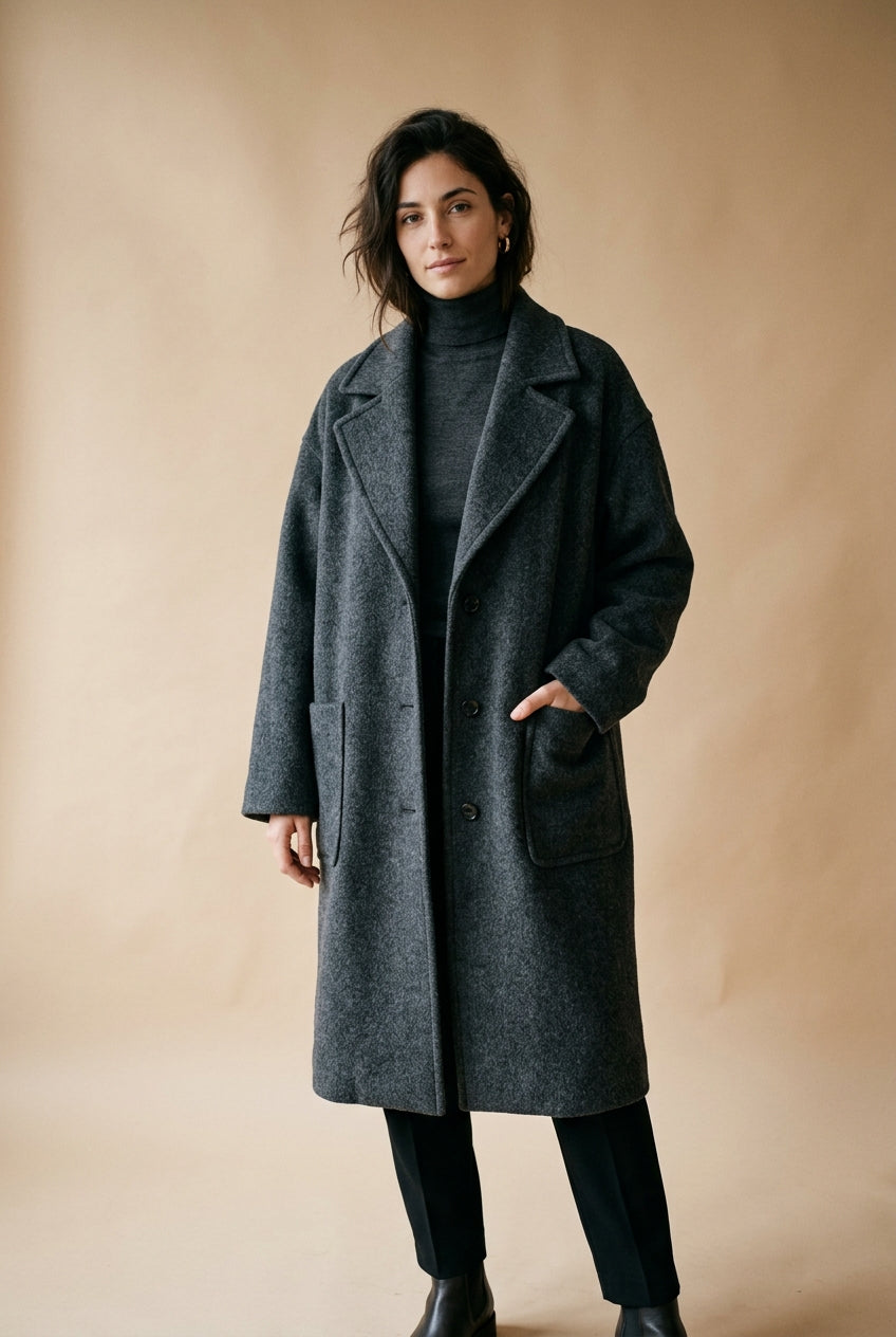 Cappotto oversize grigio antracite
