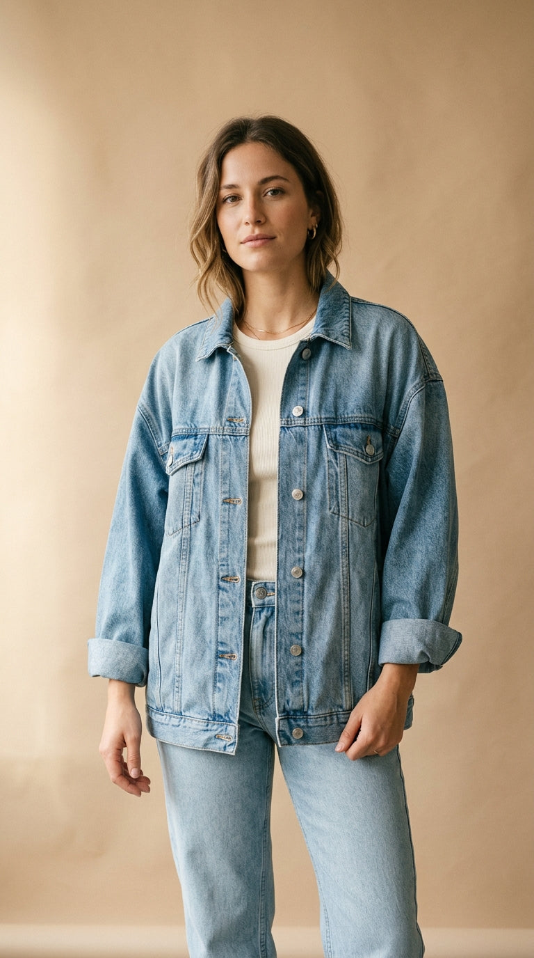 Giacca in denim chiaro oversize