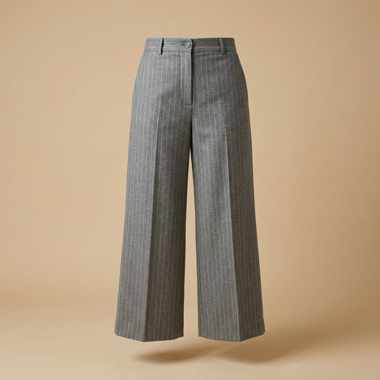 Pantalone culotte a righe gessate