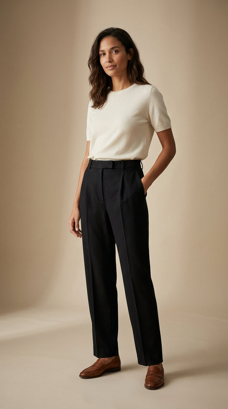 Pantalone sartoriale a vita alta nero