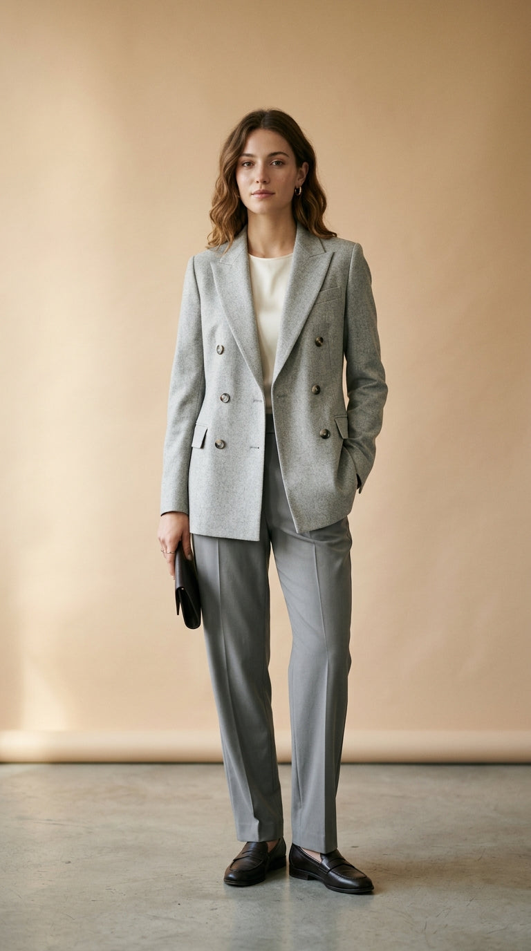 Blazer doppiopetto grigio perla