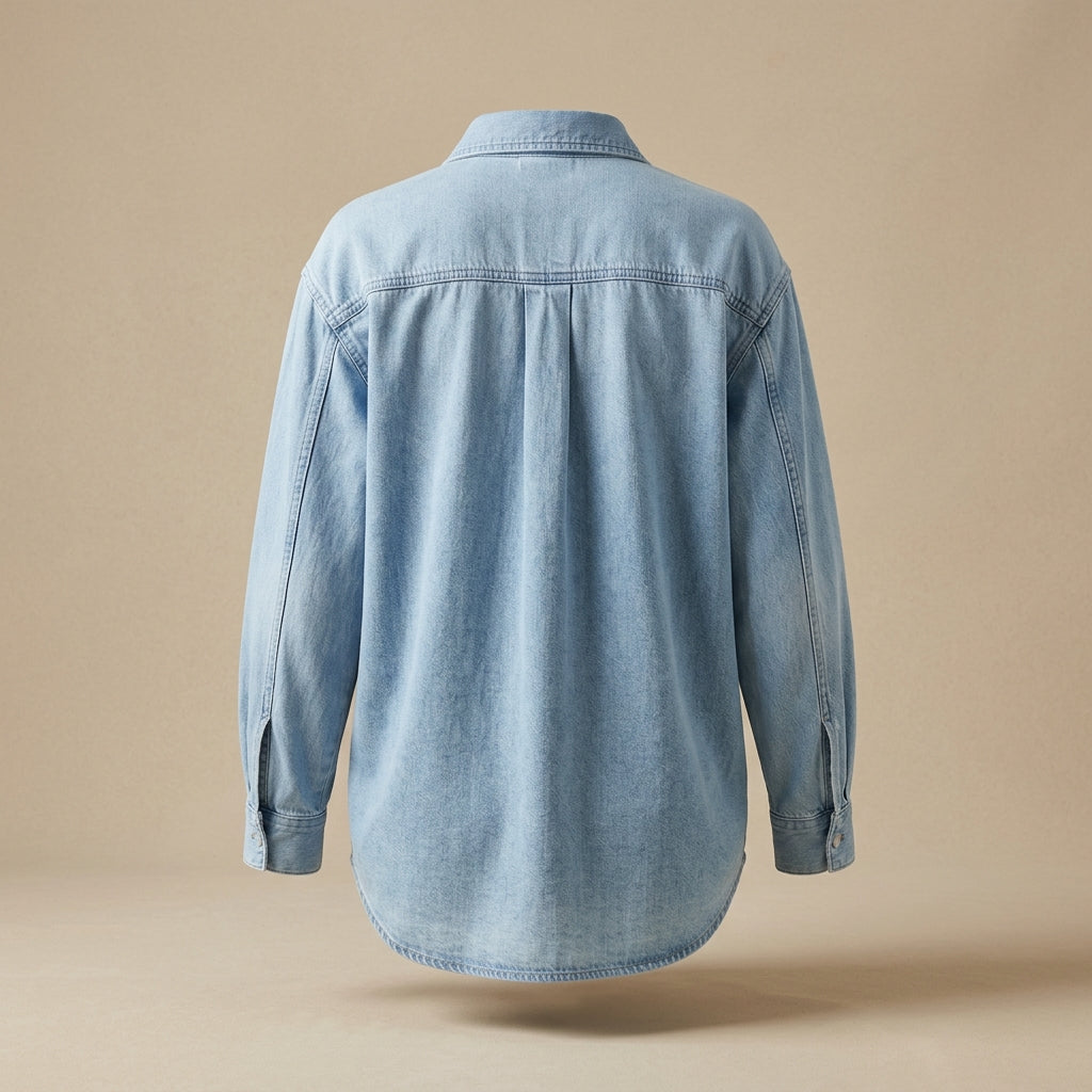 Camicia denim chiara con tasche