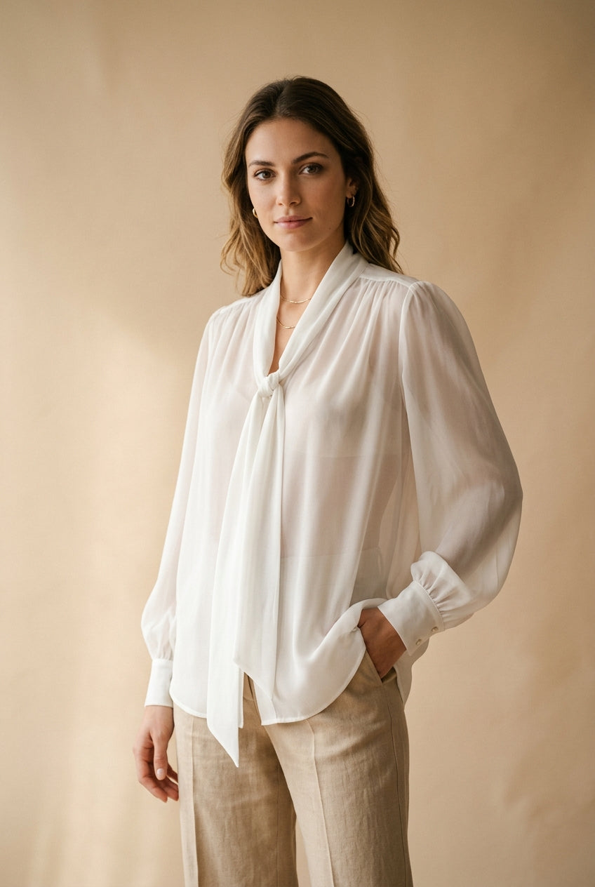 Camicia fusciacca in georgette bianco ottico