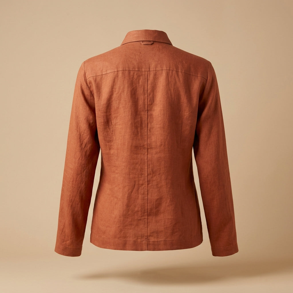 Camicia in lino grezzo terracotta