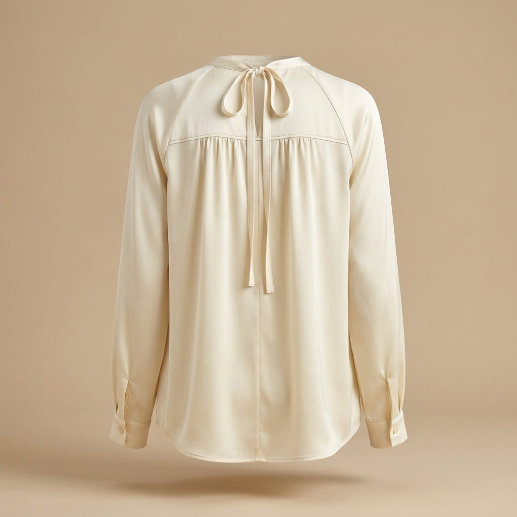 Camicia in raso panna con laccio