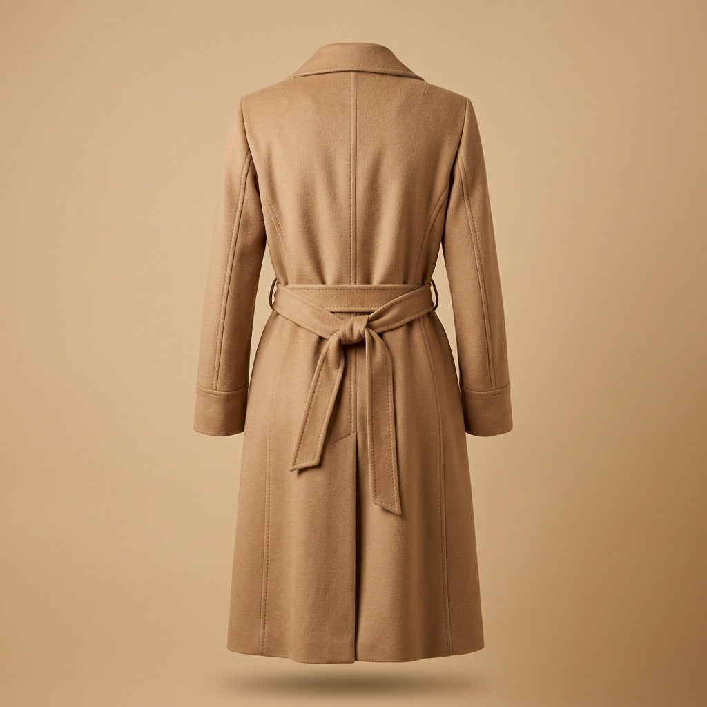 Cappotto in lana cammello a vestaglia