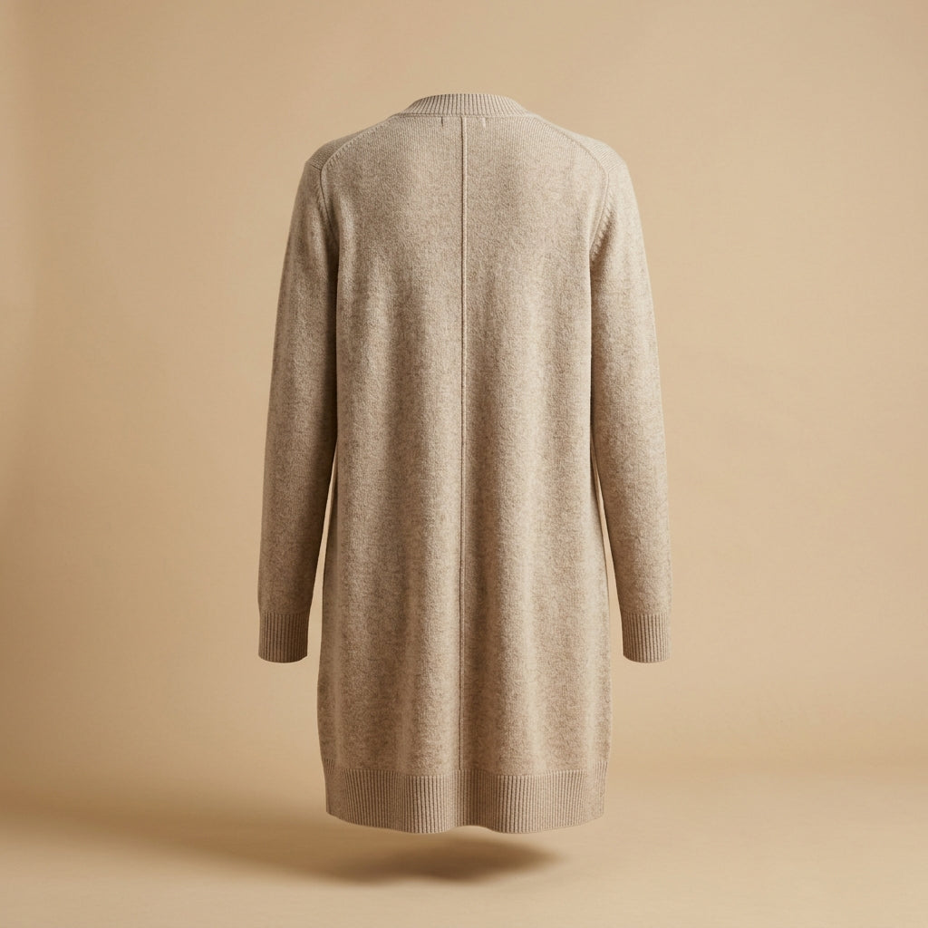 Cardigan lungo aperto beige