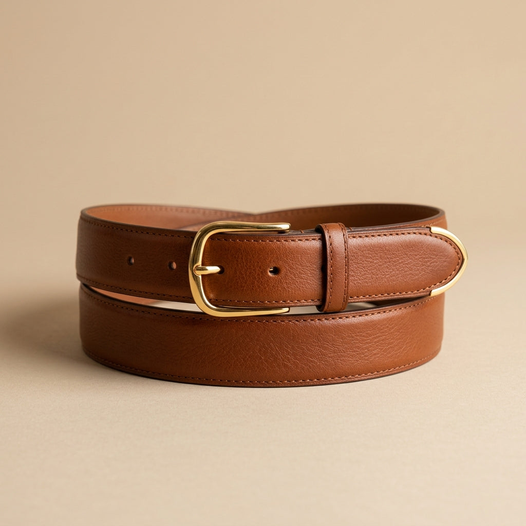 Cintura in pelle con fibbia dorata