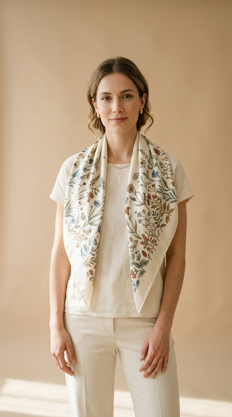 Foulard in seta stampa botanica