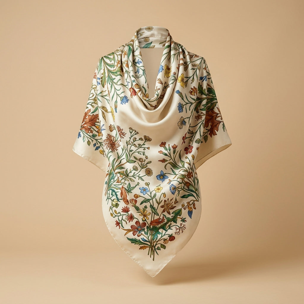 Foulard in seta stampa botanica