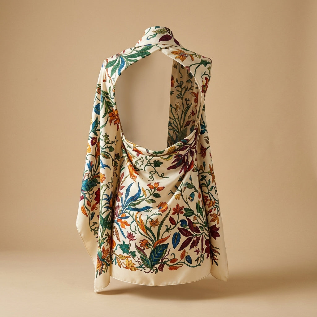 Foulard in seta stampa botanica