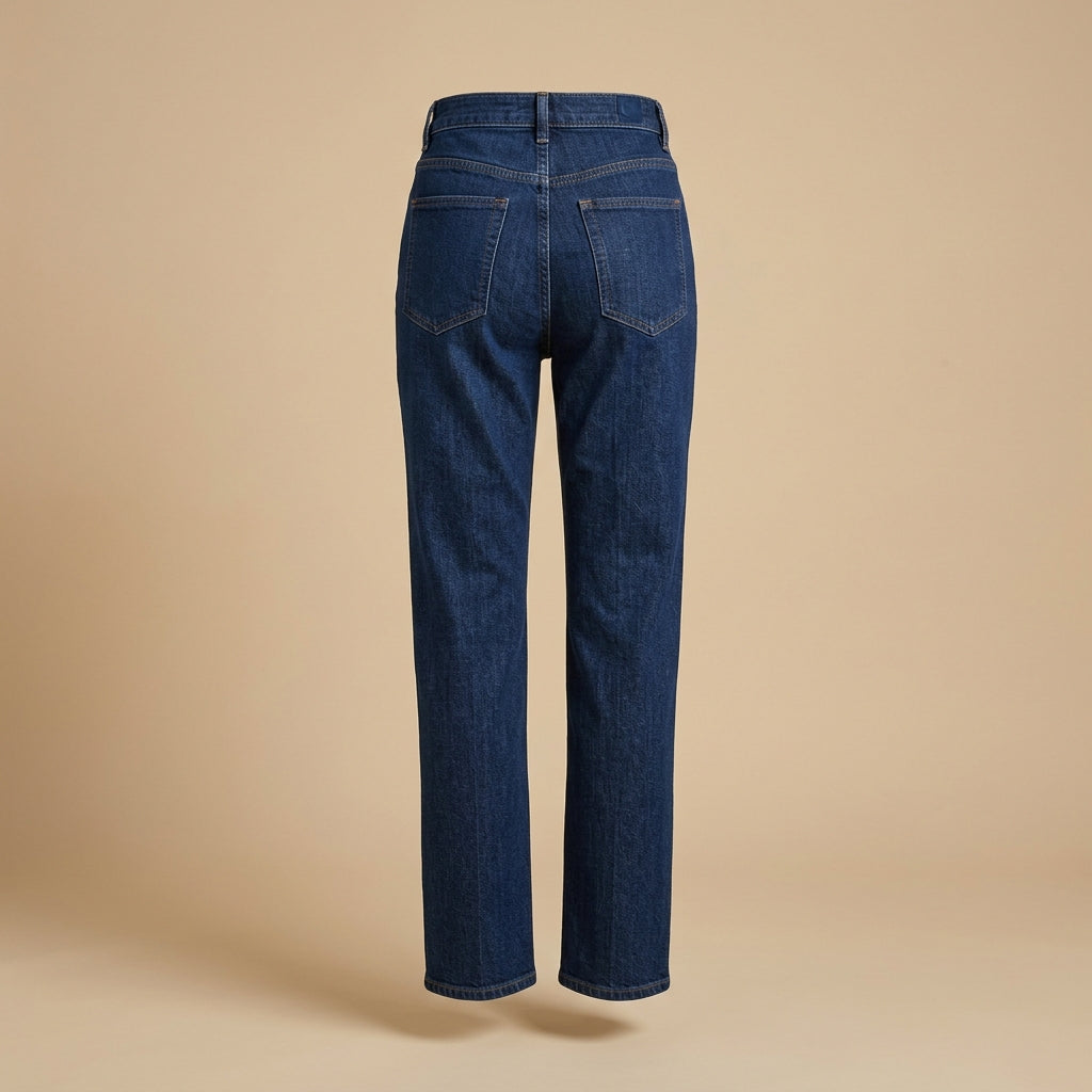 Jeans dritto a vita alta blu scuro