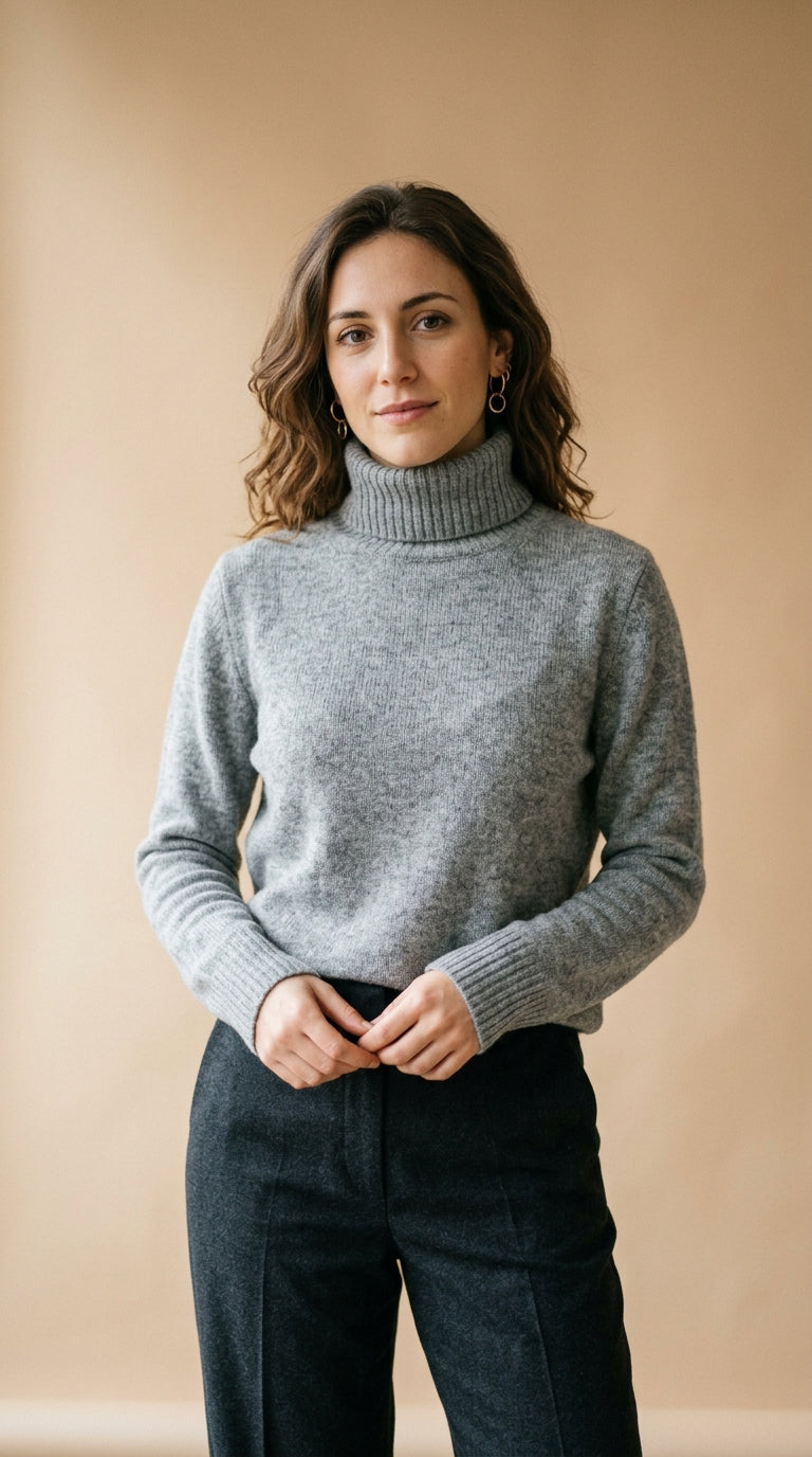 Maglione a collo alto grigio melange