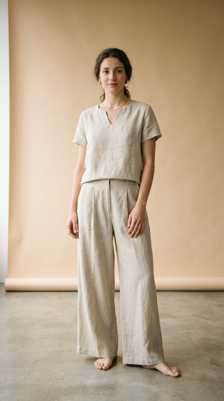 Pantalone palazzo in lino naturale