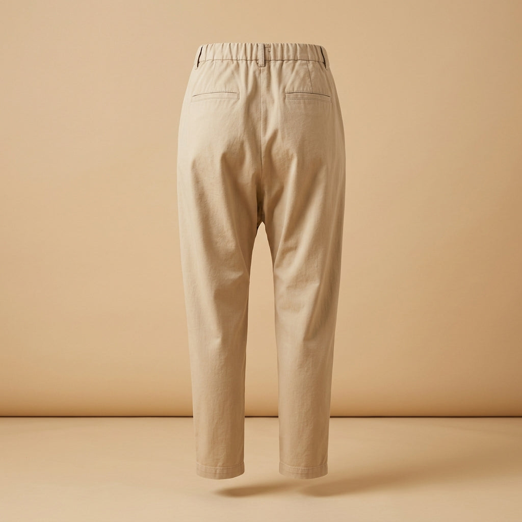 Pantalone con pince e cavallo basso beige