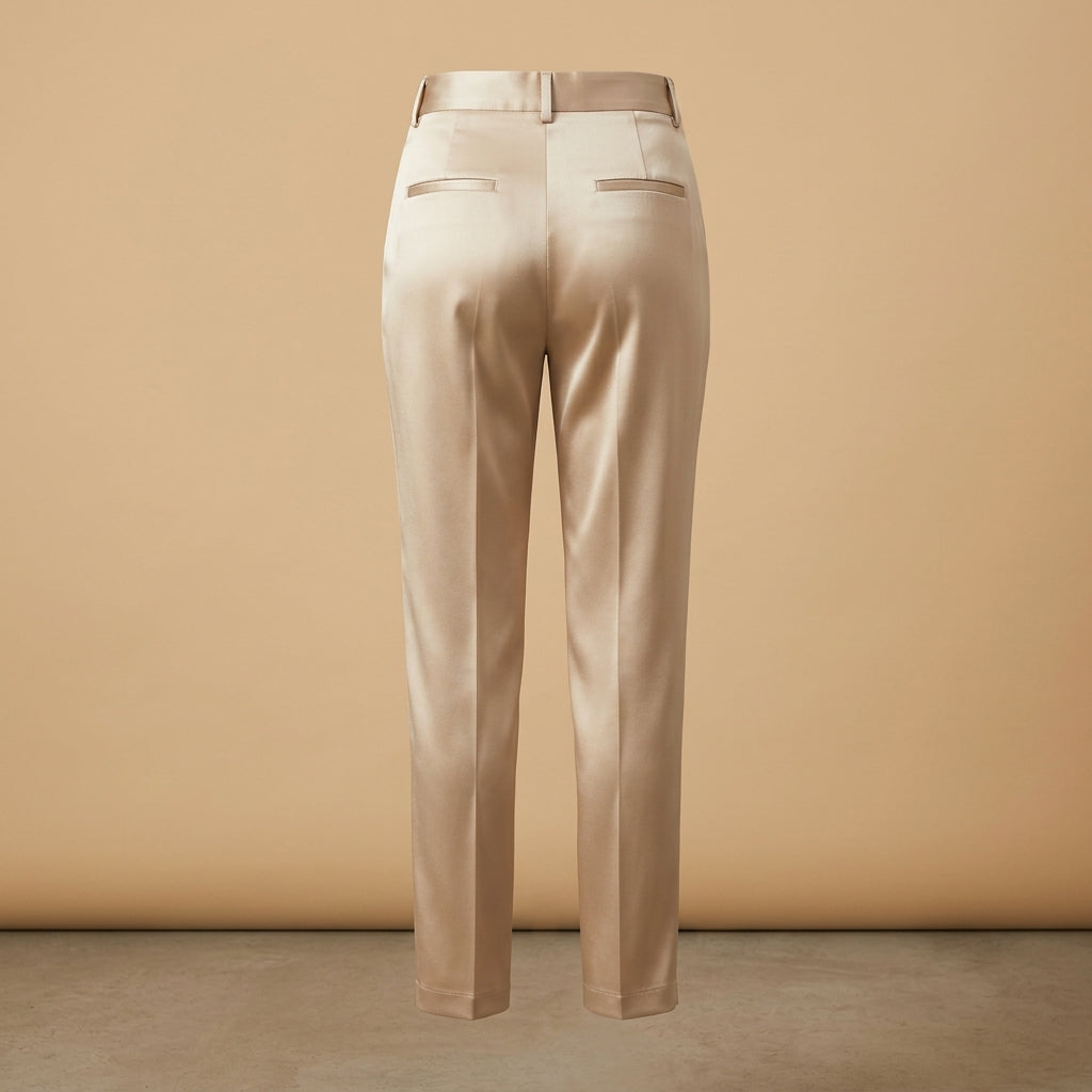 Pantalone in raso color champagne