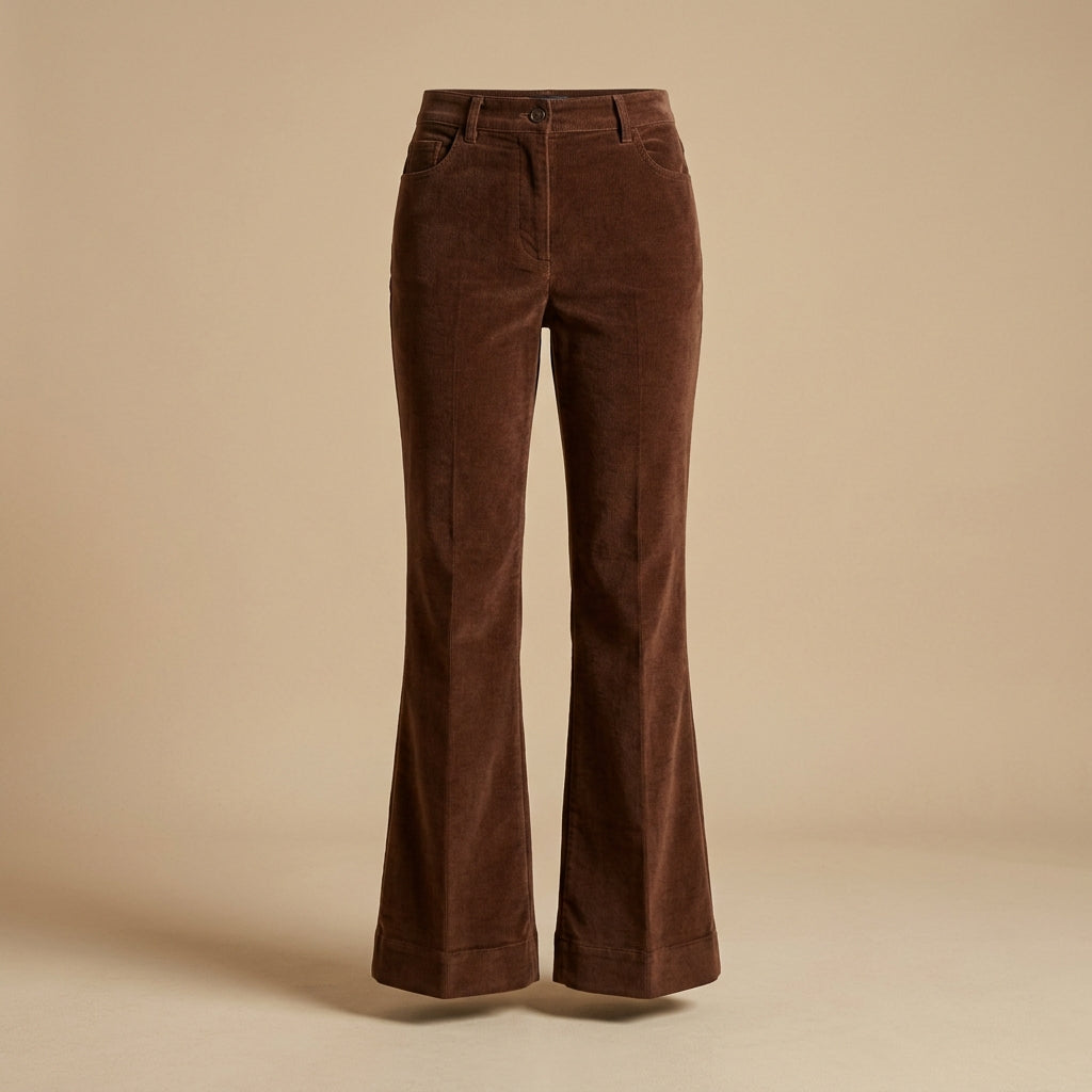 Pantalone a zampa in velluto cioccolato