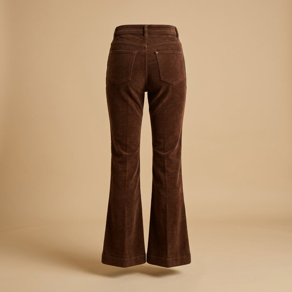 Pantalone a zampa in velluto cioccolato