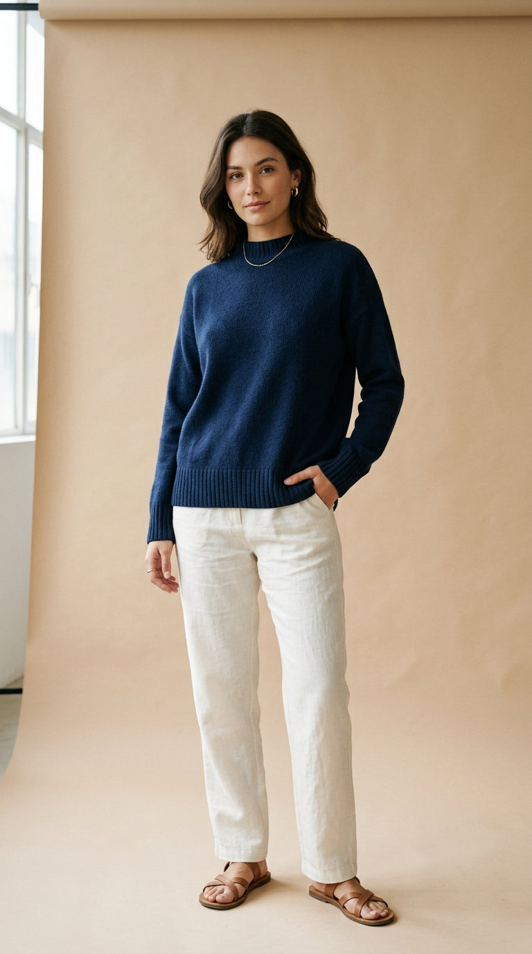 Pullover in cashmere blend blu notte