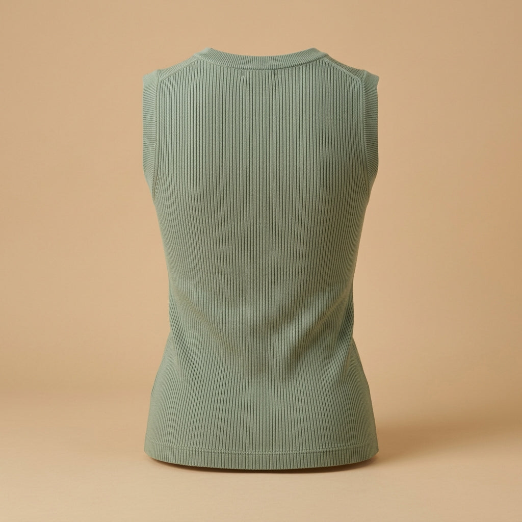 Top in maglia a costine verde salvia